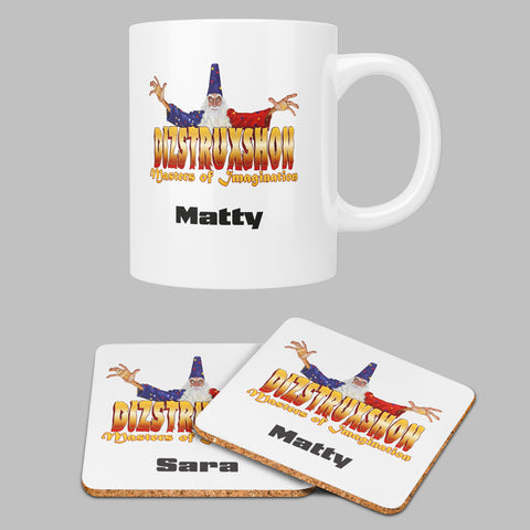 Dizstruxshon personalised Wizard Mug and Coaster